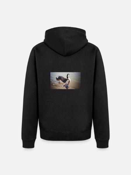 Large bird with outstretched wings - Unisex Premium Organic Zip Hoodie - black