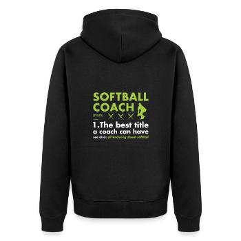 Sport Coach Definition Softball - Unisex Premium Bio Zip Hoodie - Schwarz - Hinten - Nico (187cm)