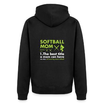 Sport Mom Definition Softball - Unisex Premium Bio Zip Hoodie - Schwarz - Hinten - Nico (187cm)