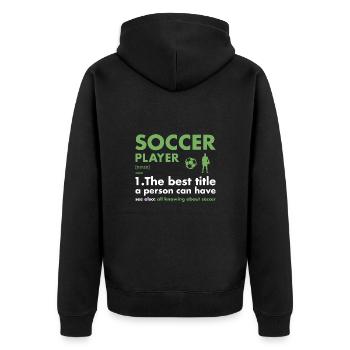 Sport Player Definition Soccer - Unisex Premium Bio Zip Hoodie - Schwarz - Hinten - Nico (187cm)