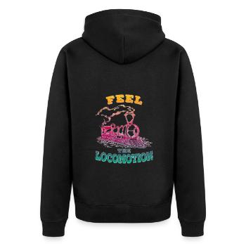 Sentez la locomotion - Locomotives à vapeur 2 locomotives à vapeur - Veste à capuche bio Premium Unisexe - noir - Dos - Nico (187cm)