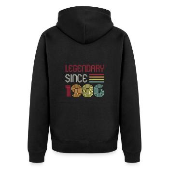 Birthday Legendary Since 1986 - Unisex Premium Organic Zip Hoodie - black - Back - Nico (187cm)