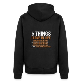 5 choses que j’aime dans la vie Bouvier Bernois - Veste à capuche bio Premium Unisexe - noir - Dos - Nico (187cm)