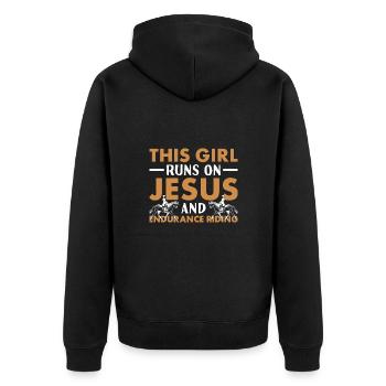 Rider This Girl Runs On Jesus And Endurance Riding - Unisex Premium Organic Zip Hoodie - black - Back - Nico (187cm)