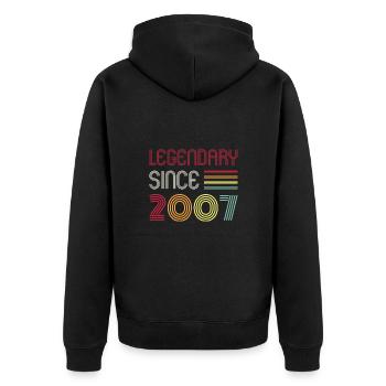 Birthday Legendary Since 2007 - Unisex Premium Organic Zip Hoodie - black - Back - Nico (187cm)