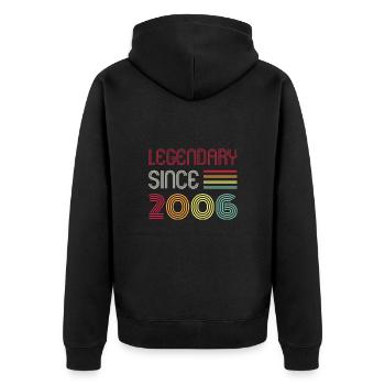 Birthday Legendary Since 2006 - Unisex Premium Bio Zip Hoodie - Schwarz - Hinten - Nico (187cm)