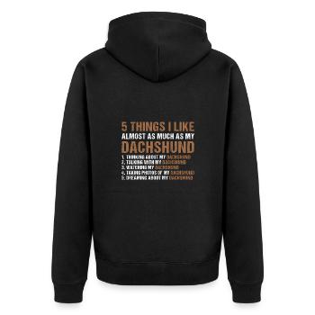 5 choses que j’aime autant que mon teckel - Veste à capuche bio Premium Unisexe - noir - Dos - Nico (187cm)