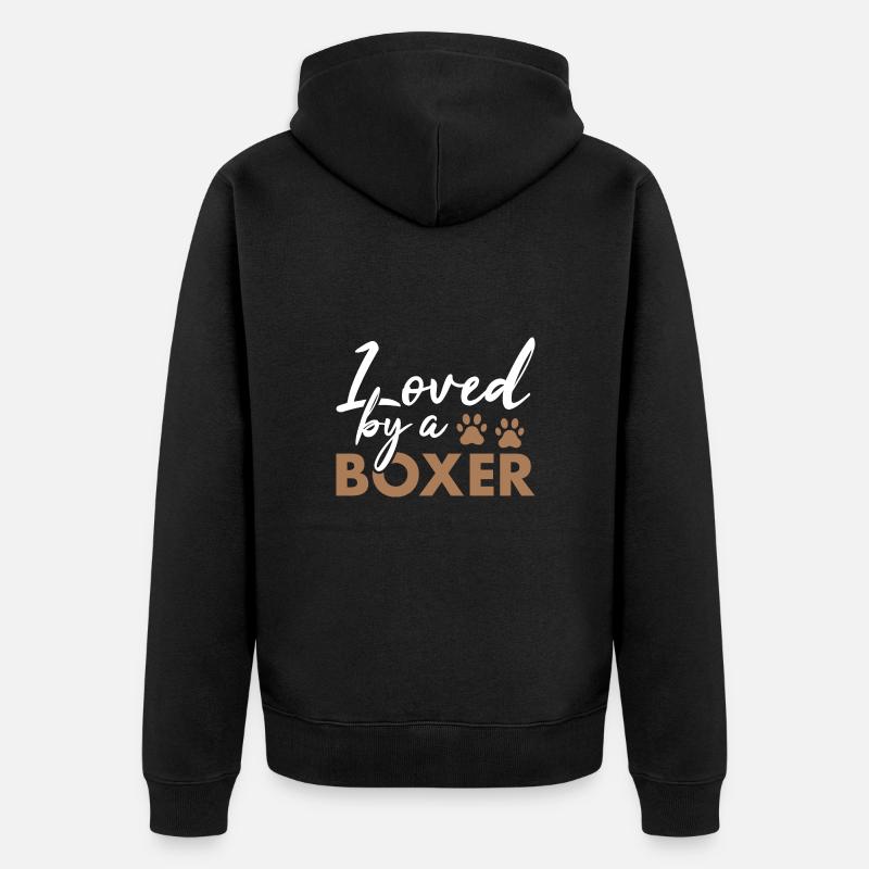 Loved By A Boxer - Unisex Premium Bio Zip Hoodie - Schwarz