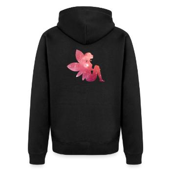 fairy - Fee - Unisex Premium Bio Zip Hoodie - Schwarz - Hinten - Nico (187cm)