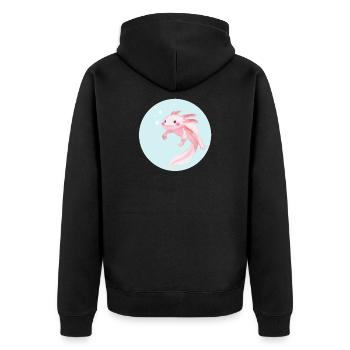 Sweet Axolotl in the sea - Veste à capuche bio Premium Unisexe - noir - Dos - Nico (187cm)
