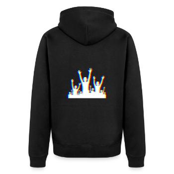 Glitch Party – Festival Style - Unisex Premium Organic Zip Hoodie - black - Back - Nico (187cm)