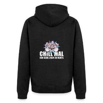 Chill Mal Ich Gehe 2024 In Rente Rente 2024 - Unisex Premium Bio Zip Hoodie - Schwarz - Hinten - Nico (187cm)