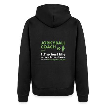 Sport Coach Definition Jorkyball - Unisex Premium Organic Zip Hoodie - black - Back - Nico (187cm)