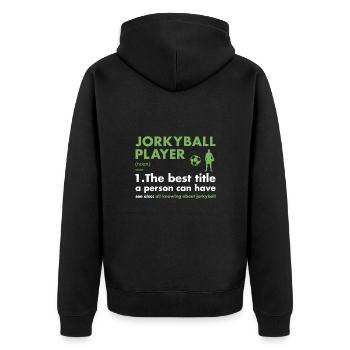 Sport Player Definition Jorkyball - Unisex Premium Organic Zip Hoodie - black - Back - Nico (187cm)