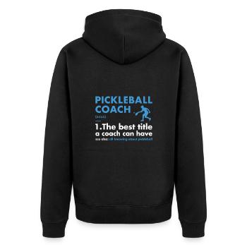 Sport Coach Definition Pickleball - Unisex Premium Bio Zip Hoodie - Schwarz - Hinten - Nico (187cm)
