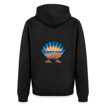 Muschel Strand Szene Serene Ozean Landschaft - Unisex Premium Bio Zip Hoodie - Schwarz - Hinten - Nico (187cm)