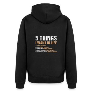 5 Things I Want In Life German Shepherd - Unisex Premium Organic Zip Hoodie - black - Back - Nico (187cm)