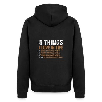 5 Things I Love In Life German Shorthaired Pointer - Unisex Premium Bio Zip Hoodie - Schwarz - Hinten - Nico (187cm)