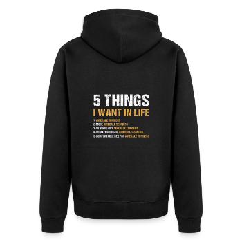 5 choses que je veux dans la vie Airedale Terrier - Veste à capuche bio Premium Unisexe - noir - Dos - Nico (187cm)