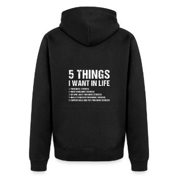 5 choses que je veux dans la vie Yorkshire Terrier - Veste à capuche bio Premium Unisexe - noir - Dos - Nico (187cm)