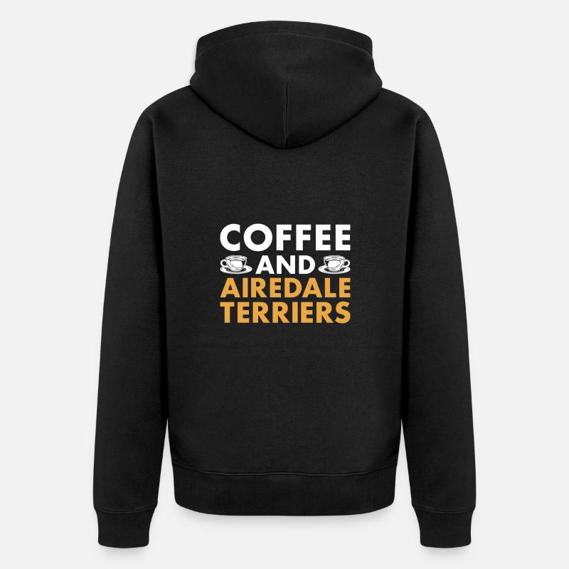 Café Et Airedale Terrier - Veste à capuche bio Premium Unisexe - noir