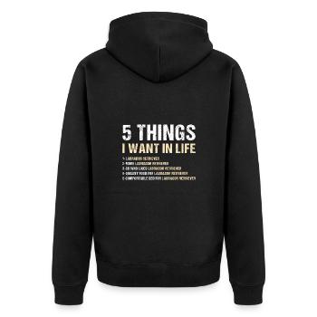 5 choses que je veux dans la vie Labrador Retriever - Veste à capuche bio Premium Unisexe - noir - Dos - Nico (187cm)