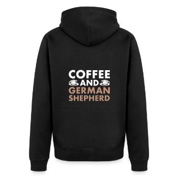 Café et berger allemand - Veste à capuche bio Premium Unisexe - noir - Dos - Nico (187cm)