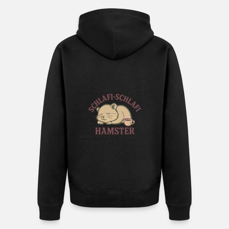 Schlafi-Schlafi Hamster – Schlafendes Hamsterdesig - Veste à capuche bio Premium Unisexe - noir
