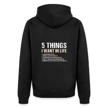 5 choses que je veux dans la vie Malamute d’Alaska - Veste à capuche bio Premium Unisexe - noir - Dos - Nico (187cm)