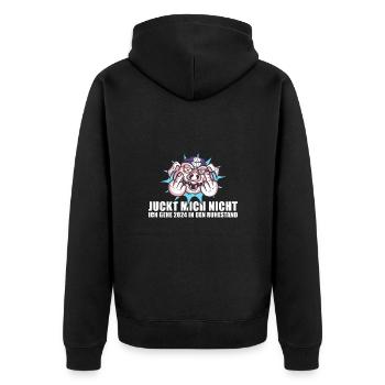 Juckt Mich Nicht Ich Gehe 2024 In Den Ruhestand - Unisex Premium Bio Zip Hoodie - Schwarz - Hinten - Nico (187cm)