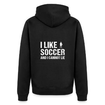 Sport I Like Soccer And I Cannot Lie Soccer - Unisex Premium Bio Zip Hoodie - Schwarz - Hinten - Nico (187cm)
