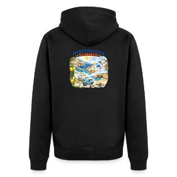 Mittelmeer-Sommer-Mosaik - Unisex Premium Bio Zip Hoodie - Schwarz - Hinten - Nico (187cm)