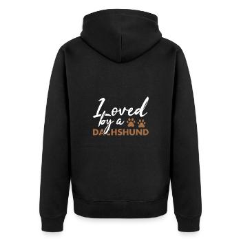 Loved By A Dachshund - Unisex Premium Organic Zip Hoodie - black - Back - Nico (187cm)