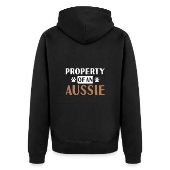Dog Property Of A Aussie - Unisex Premium Organic Zip Hoodie - black - Back - Nico (187cm)