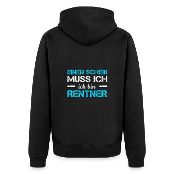Einen Scheiß Muss Ich Ich Bin Rentner Rente - Unisex Premium Bio Zip Hoodie - Schwarz - Hinten - Nico (187cm)