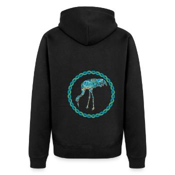 kranich e 100 - Unisex Premium Bio Zip Hoodie - Schwarz - Hinten - Nico (187cm)