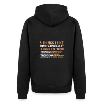 5 choses que j’aime autant que mon berger allemand - Veste à capuche bio Premium Unisexe - noir - Dos - Nico (187cm)