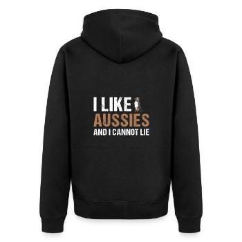 Dog I Like Aussie And I Cannot Lie - Unisex Premium Organic Zip Hoodie - black - Back - Nico (187cm)