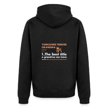 Yorkshire Terrier Grand-mère Définition - Veste à capuche bio Premium Unisexe - noir - Dos - Nico (187cm)