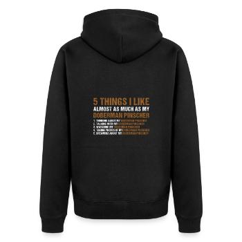 5 choses que j’aime autant que mon Doberman Pinscher - Veste à capuche bio Premium Unisexe - noir - Dos - Nico (187cm)