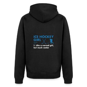 Sport Girl Definition Ice Hockey - Unisex Premium Bio Zip Hoodie - Schwarz - Hinten - Nico (187cm)