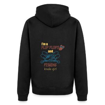 Ich bin ein Flip Flop und Fischer Mädchen - Unisex Premium Bio Zip Hoodie - Schwarz - Hinten - Nico (187cm)