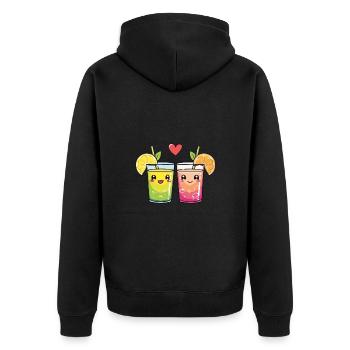 Lemonade Couple Love Drink Heart Valentine's Day - Unisex Premium Organic Zip Hoodie - black - Back - Nico (187cm)