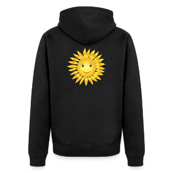 Sonne mit Gesicht am lächeln - Unisex Premium Bio Zip Hoodie - Schwarz - Hinten - Nico (187cm)