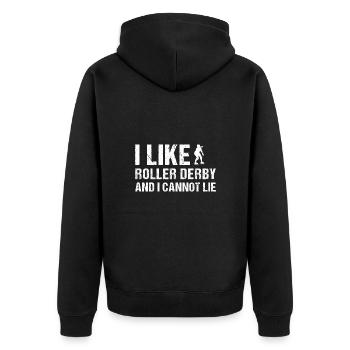 J’aime le roller derby et je ne peux pas mentir roller derby - Veste à capuche bio Premium Unisexe - noir - Dos - Nico (187cm)