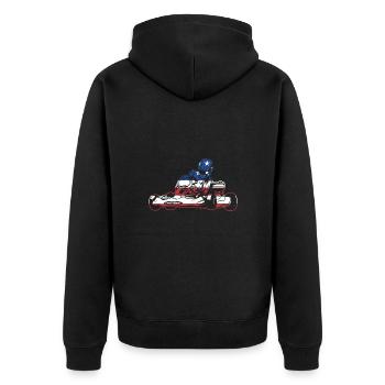 Sport Us Flag Go Kart - Unisex Premium Bio Zip Hoodie - Schwarz - Hinten - Nico (187cm)