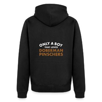Only A Boy That Loves Doberman Pinscher - Unisex Premium Organic Zip Hoodie - black - Back - Nico (187cm)
