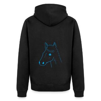 Horse Head Drawing - Unisex Premium Organic Zip Hoodie - black - Back - Nico (187cm)