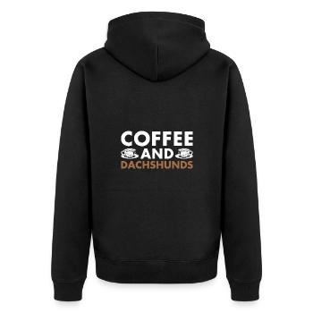 Coffee And Dachshund - Unisex Premium Organic Zip Hoodie - black - Back - Nico (187cm)