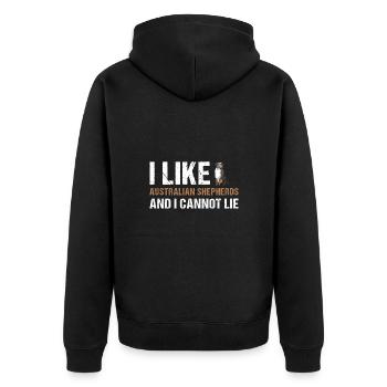 Dog I Like Aussie And I Cannot Lie - Unisex Premium Organic Zip Hoodie - black - Back - Nico (187cm)